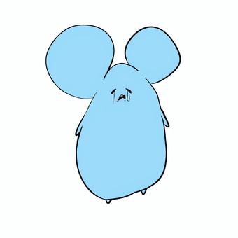 泣き顔のネズミ ネズミ,泣き顔,動物,青色,シンプルのイラスト素材