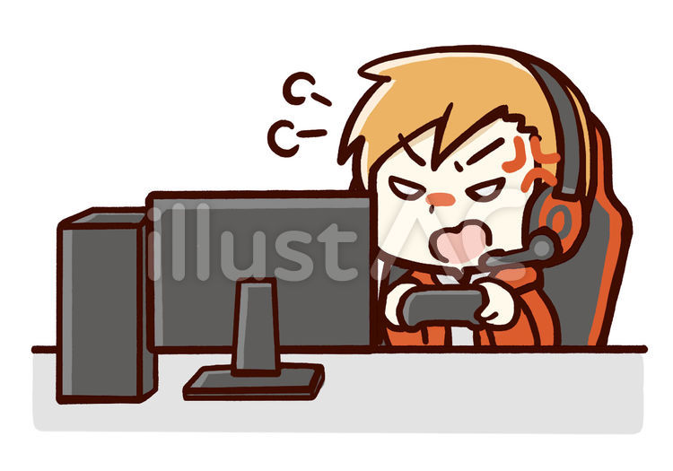 ゲーム実況者のイラスト（怒る） 実況,実況者,ゲームのイラスト素材