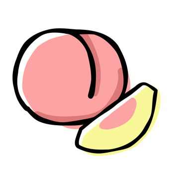 桃 桃,果物,手書き,ピーチ,フルーツ,かわいい,シンプル,フラットのイラスト素材