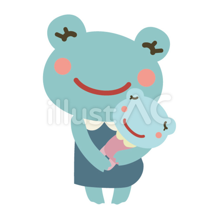 お母さんカエル お母さん,カエル,青のイラスト素材