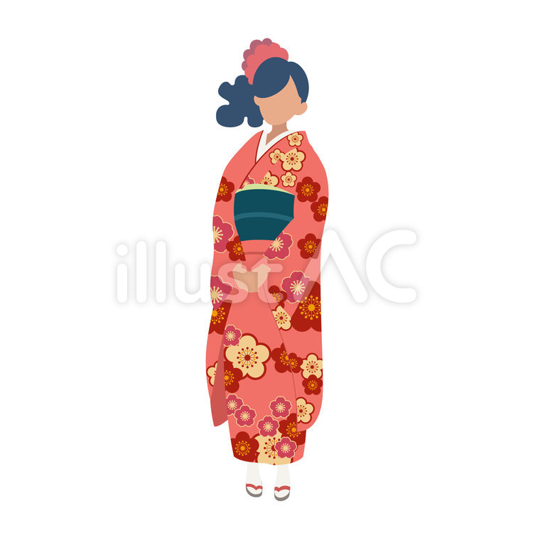 振袖の女性 振袖,女性,和服のイラスト素材
