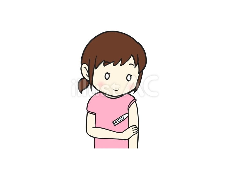 体温を測る女の子 人物,女の子,体温計のイラスト素材