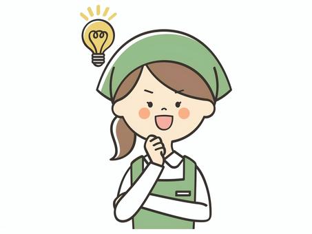 アイデアを思いつく女性店員 アイデアを思いつく女性店員 ひらめく,アイデア,ひらめき,納得,理解,わかる,思いつく,解決,店員,女性のイラスト素材