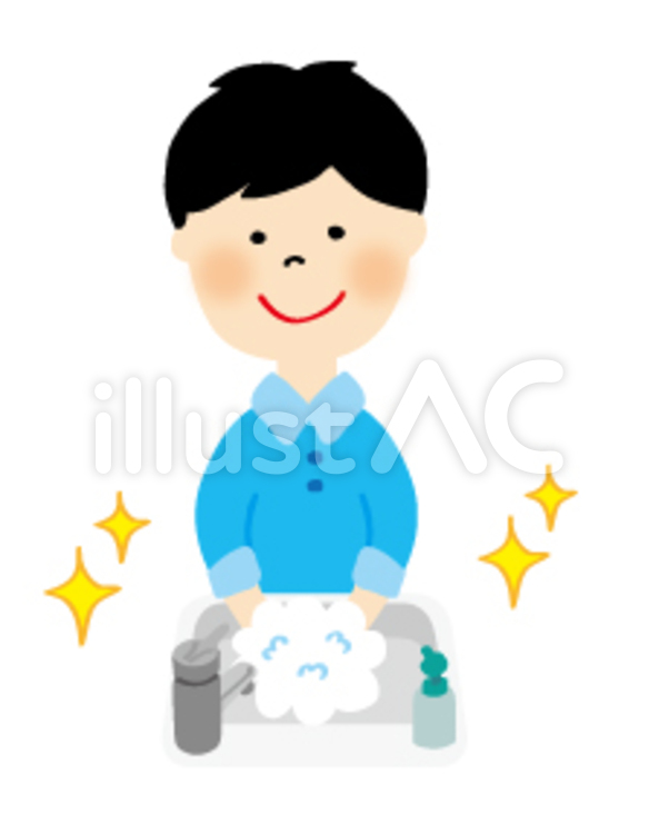 手を洗う　男の子 手を洗う,男の子,手のイラスト素材