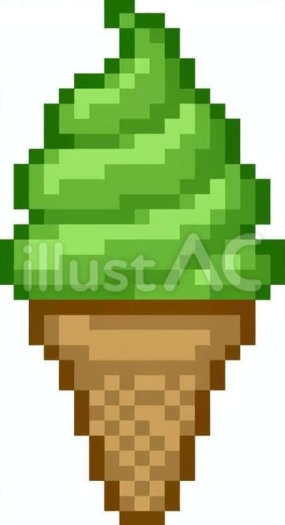 ドット絵の緑のソフトクリームです。 ドット絵,ソフトクリーム,シンプルのイラスト素材