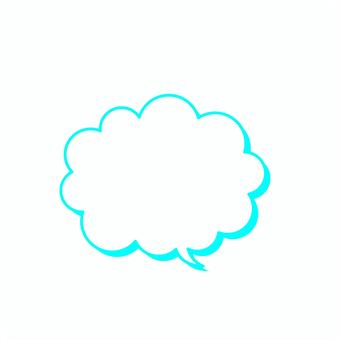 蛍光水色影のポップなもくもく横長吹き出し 吹き出し,ふきだし,フキダシのイラスト素材