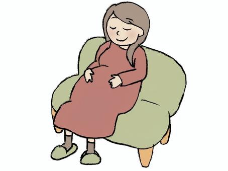 ソファーでくつろぐ妊婦さん ソファーでくつろぐ妊婦さん 妊婦,くつろぐ,ソファー,赤ちゃん,のんびりのイラスト素材