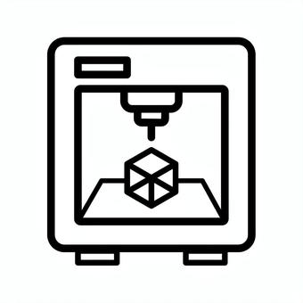 3Dプリンターのアイコン アイコン,単品,モノクロ,ベクター,3d,3dプリンター,印刷,製造のイラスト素材