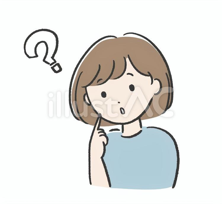 あれ？と思っている女性のイラストです。 疑問,はてな,わからないのイラスト素材