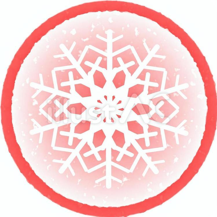 雪の結晶　赤丸枠 クリスマス,雪の結晶,雪のイラスト素材