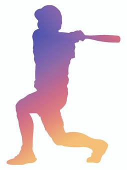 スポーツ　ソフトボール　シルエット　虹 スポーツ,運動,ソフトボール,シルエット,シンプル,素材,人物のイラスト素材