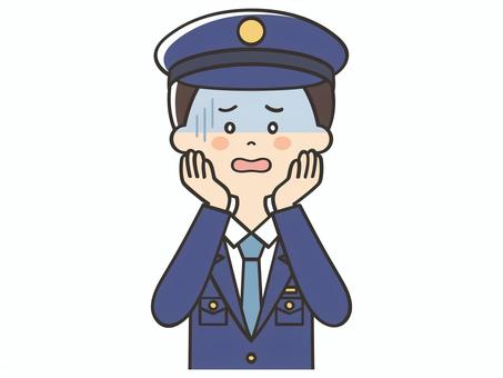 焦った表情の男性警察官 焦る,困る,不安,警察官,ガーン,ショック,絶望,緊張,落ち込む,警察のイラスト素材