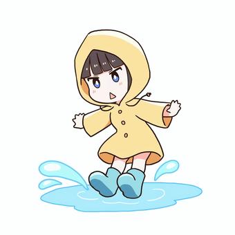 Illustration, girl, raincoat, tiny, 