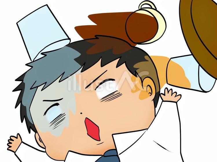 派手に水やジュースをこぼされる男性 男性,こぼす,水のイラスト素材