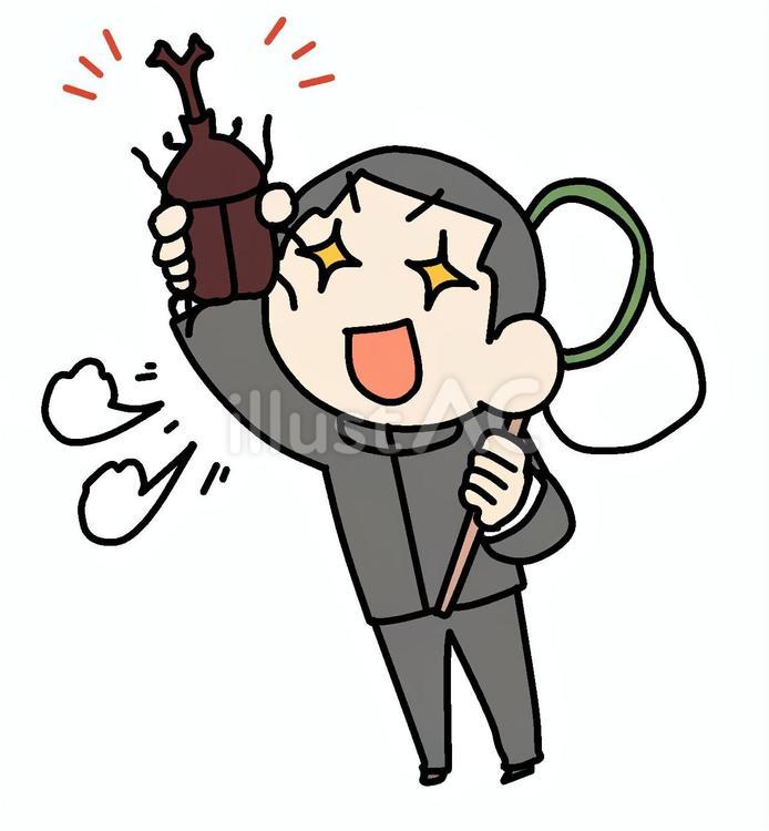 カブトムシと大興奮の少年 少年,カブトムシ,大興奮のイラスト素材