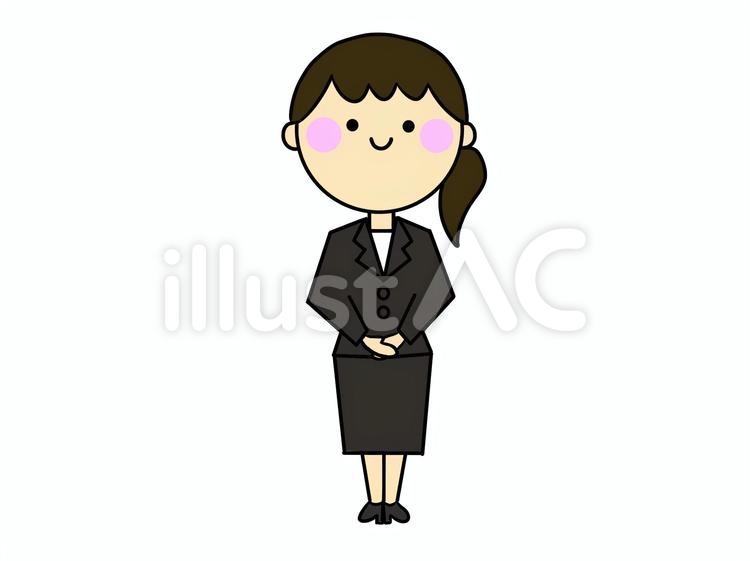 黒のスーツを着て手を組む女性 スーツ,女性,人のイラスト素材