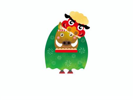 Hai, JPG and AI Hai, ele positiva, estilo japonês, dança do leão, JPG and AI