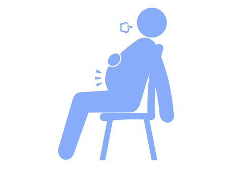 満腹してゲップしつつ椅子に座る人（水色） 人,人物,全身,ピクトグラム,椅子,腰掛け,座る,腰掛ける,もたれる,リラックスのイラスト素材