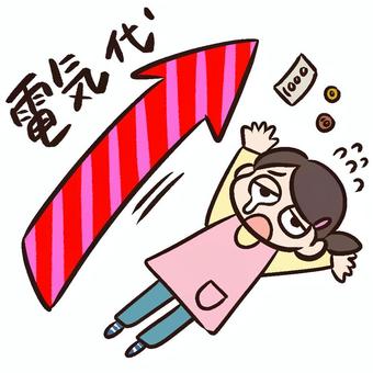 物価高騰で悲鳴をあげる女性３ 電気代,高騰,値上げ,高い,苦しい,辛い,女性,泣く,涙,家計のイラスト素材
