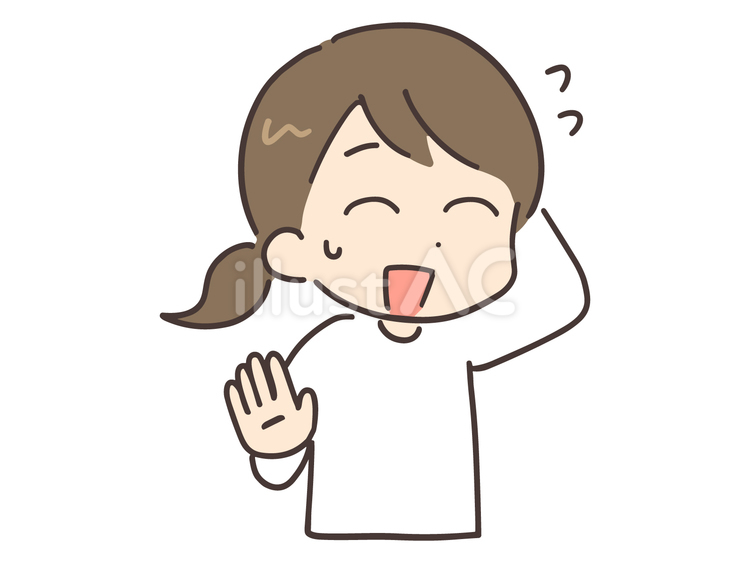 苦笑いしている遠慮がちな女性 女性,遠慮,謙遜のイラスト素材