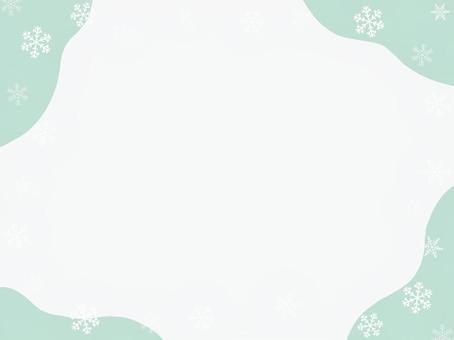雪の結晶のフレーム1：淡いグリーン フレーム,雪,結晶,枠,冬,クリスマス,囲み枠,飾り枠,見出し,タイトルのイラスト素材