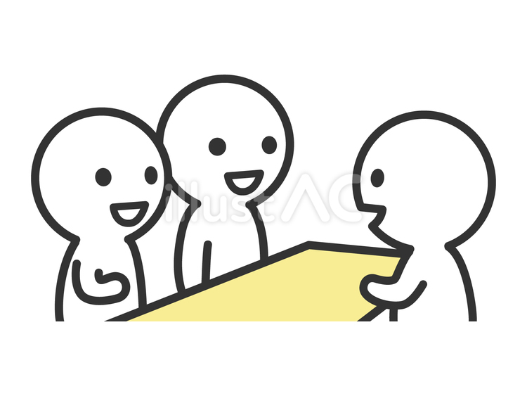 話し合う3人の棒人間 話し合い,話す,会話のイラスト素材