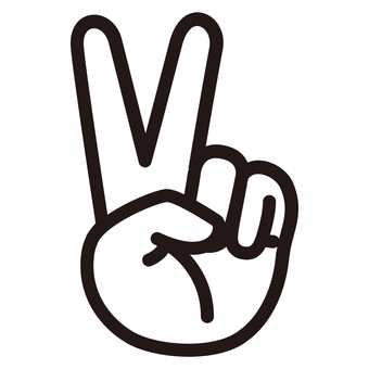 ピース、チョキの手のアイコン