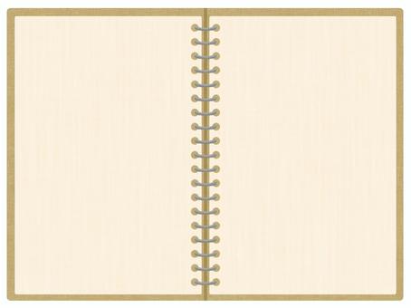 リングノート風のフレーム ノート,リング,フレーム,枠,見開き,クリーム色,メモ,用紙,無地,書くのイラスト素材