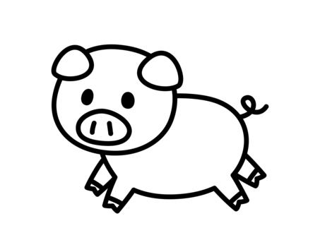 Illustration, pig, black and white, livestock, 