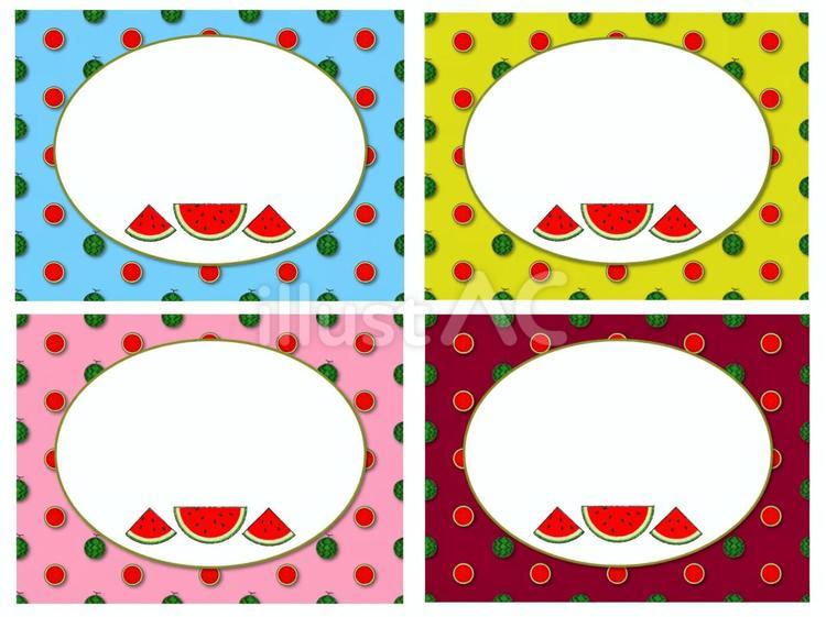 スイカのフレ−ム スイカ,フレ−ム,メッセージのイラスト素材