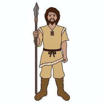 人物男(旧石器) 人物男(旧石器) 人物男(旧石器),旧石器時代,槍,衣服,皮,腰布,立つ,狩猟,歴史,考古学のイラスト素材