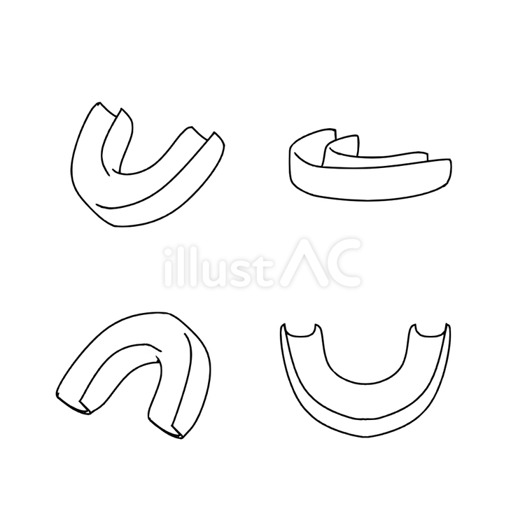 マウスピースの線画 マウスピース,歯,線画のイラスト素材