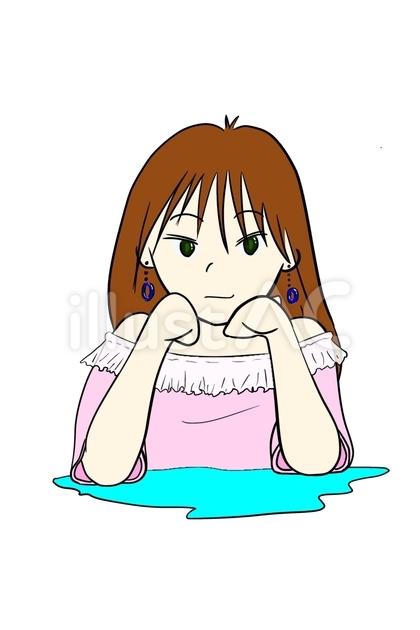 ほほ杖をつく女性