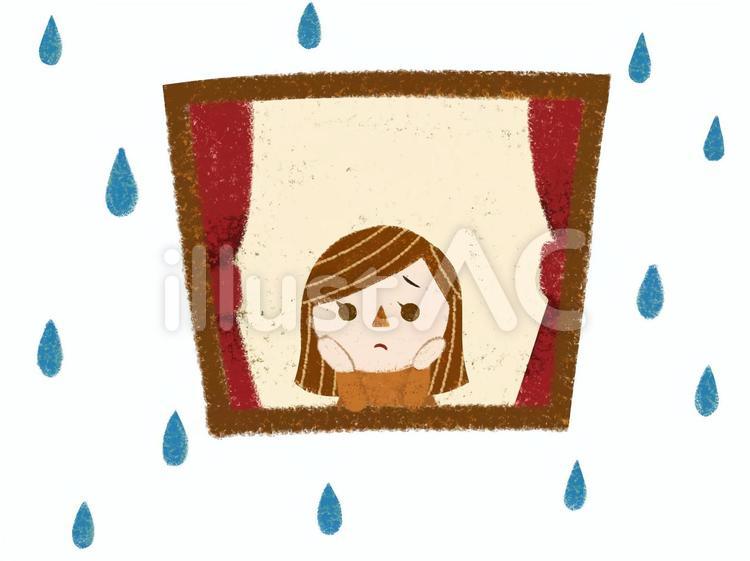雨の日の女の子 雨,梅雨,女の子のイラスト素材