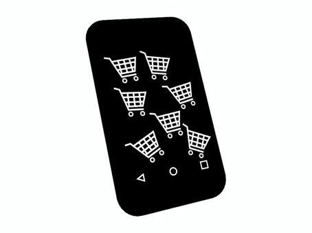 シルエット　ネットショッピング（爆買い） スマートフォン,ネットショッピング,爆買い,シルエット,カート,買い物,生活,スマホのイラスト素材