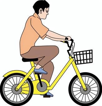 自転車乗る 自転車,二輪,チャリ,ミニ,横向き,移動,乗り物,若い,男性,黄のイラスト素材