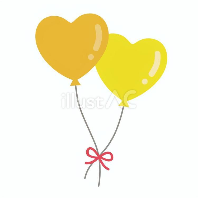 オレンジと黄色のハートの風船 風船,お祝い,リボンのイラスト素材