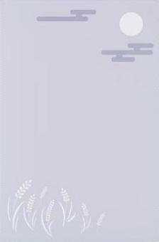 秋・稲穂・満月の背景03 ハガキ