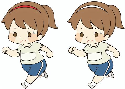 走っている女性 運動,運動会,スポーツ,走る,女の子,女性,人,ハチマキ,体操着のイラスト素材