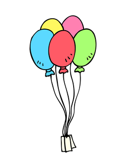 5個の風船束イラスト 5個の風船束イラスト 風船束,丸い,赤色,シンプル,手描きのイラスト素材