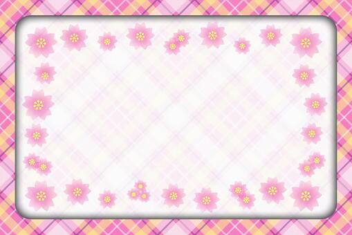 Cherry blossoms and check frame, , JPG, PNG and AI