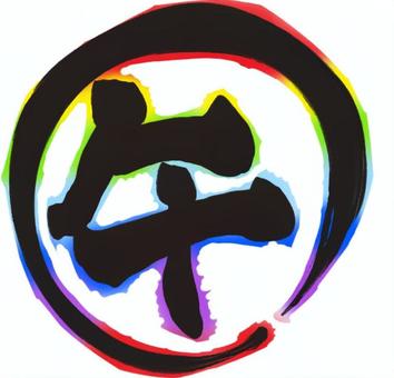 虹色のオーラが出てる午の文字 年賀状,午,筆文字,馬,午年,手描き,正月,干支,干支文字,年賀状素材のイラスト素材