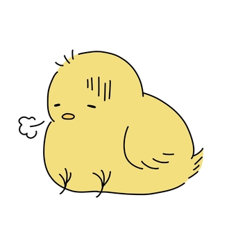 元気のないヒヨコ ヒヨコ,動物,手書き,かわいい,ゆるい,体調不良のイラスト素材