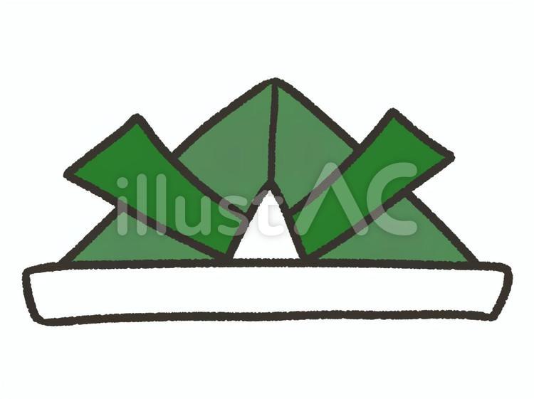 折り紙のかわいいかぶと　緑 かぶと,こどもの日,端午の節句のイラスト素材