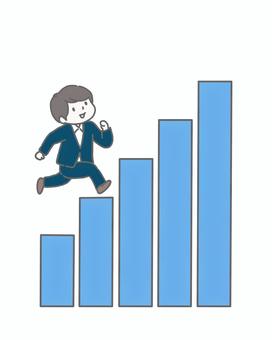 成長するグラフを駆け上がる男性 成長するグラフを駆け上がる男性 ビジネス,男性,成長,キャリアアップ,スキルアップ,ステップアップ,向上心,成功,上昇,努力のイラスト素材