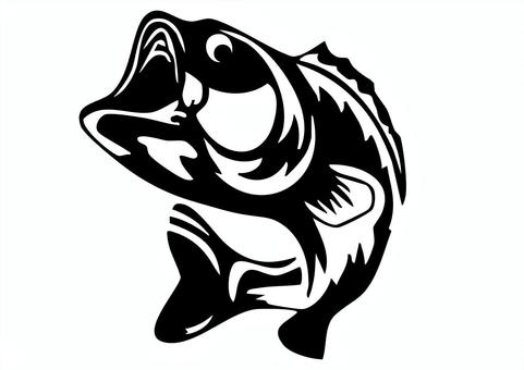 ブラックバスの透過シルエット ブラックバス,魚,魚類,外来種,黒,ジャンプ,飛ぶ,ベクター,素材,躍動感のイラスト素材