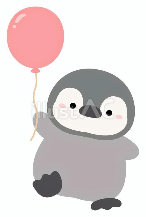 風船とペンギン、ピンク 風船,誕生日,バースデーのイラスト素材
