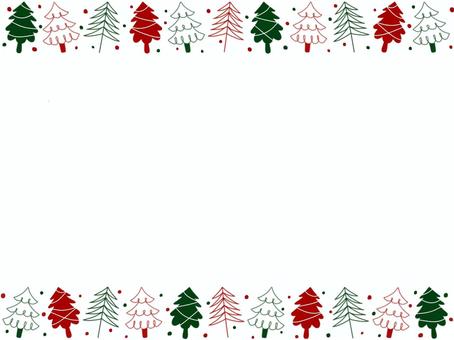 北欧風の冬の木フレーム 冬,雪,雪景色,木,森,ツリー,自然,植物,北欧,北欧風のイラスト素材