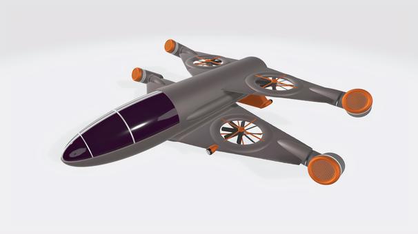 4ローター4ジェットパーソナルプレーン① 垂直離着陸,ドローン,ローター,プロペラ,ジェット,ブースター,ライト,コックピット,vtol,飛行機のイラスト素材