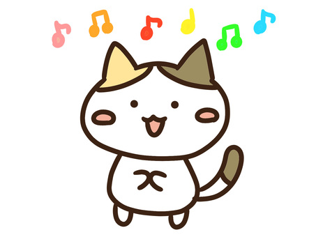 音楽コンクールで楽しく歌うかわいい三毛猫 音楽,コンクール,歌,歌う,楽しい,歌唱,合唱,歌声,♪,発表会のイラスト素材